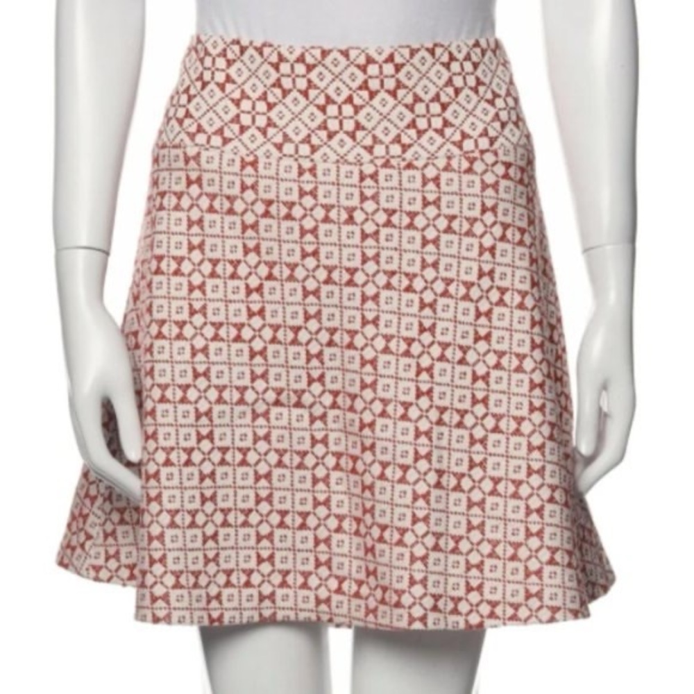 Tory Burch Red and White A-Line Mini Skirt